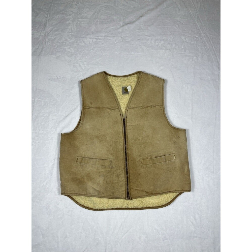 Vintage Carhartt Sherpa Lined Duck Vest Size ~Large